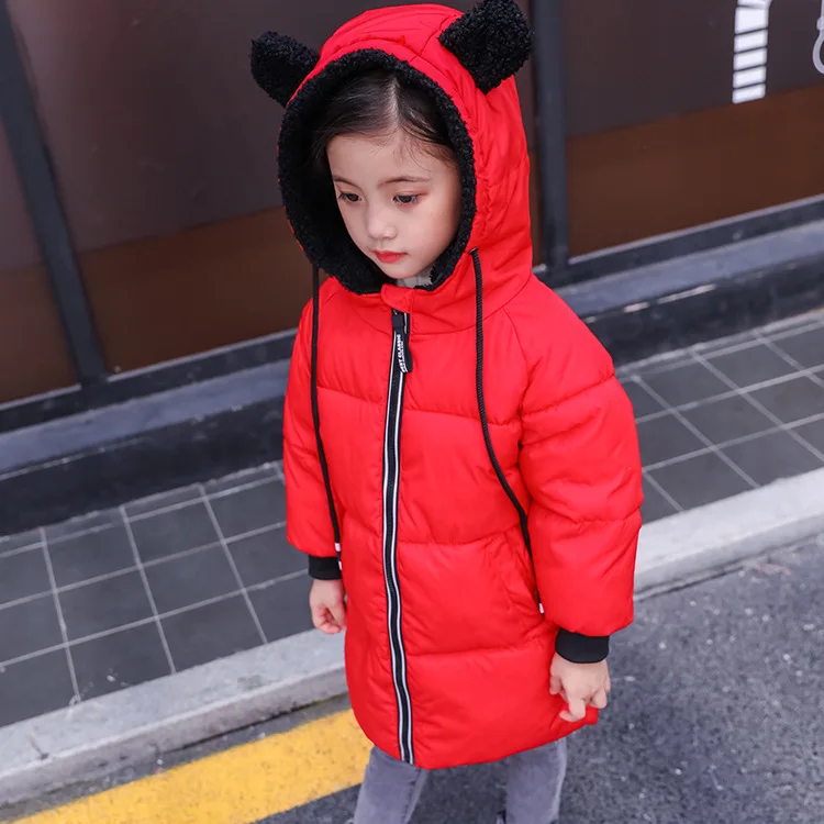 

Children down Feather Cotton-padded Clothes Baby Winter Mid-length Cotton Coat Men And Women Children Cotton-padded Jacket Thick