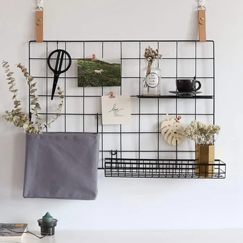 

3 Pcs Storage Rack Wall Grid Panel Basket Hanging Bag Display Shelf with Hooks Wall Organizer and Storage Shelf for Home Supplie
