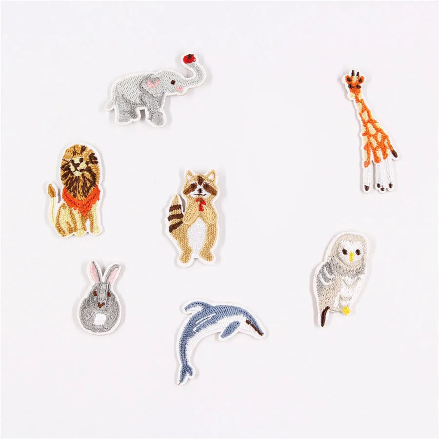 

Lion Elephant Owl Patches Cap Shoe Iron On Embroidered Appliques DIY Apparel Accessories Patch For Clothing Fabric Badges BU150
