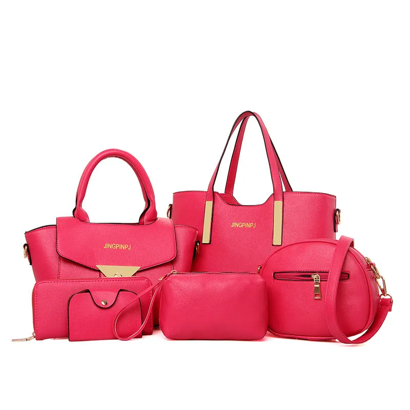 

6 Pcs / Set New Fashion Brand Luxury Women Composite Bags PU Leather Women Handbag Shoulder Bag Wallets Purse Key Bag Set