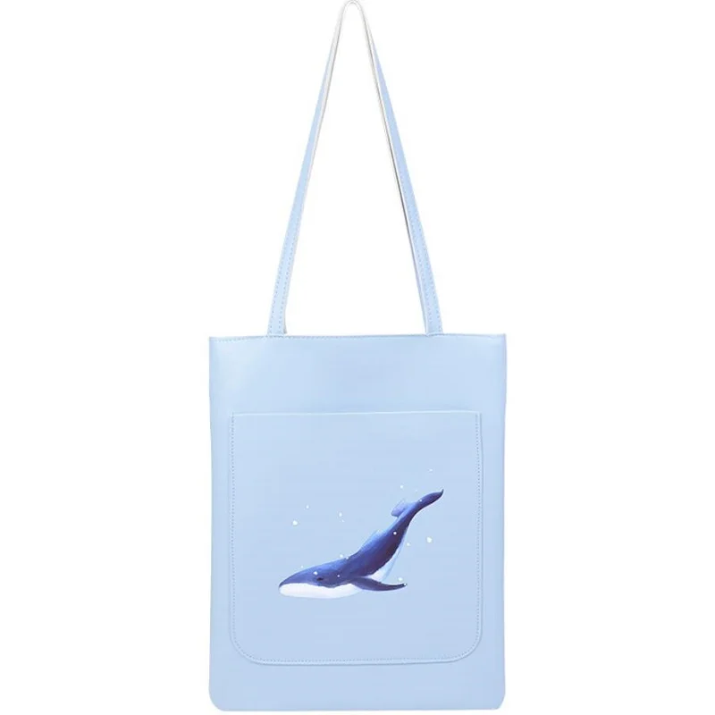 

Women's Handbag Cute Cartoon Printing Reusable Shopping Bag Large Tote Bag Foldable Women's Bags PU leather Cartoon Shopping Bag
