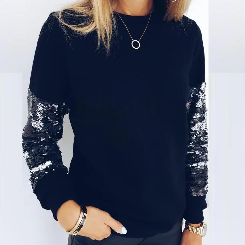 Europe fashion sequins sweater Pullovers Sweater Winter New Hot Fashion O-neck Sequined Long Sleeve Knit Sweaters Pullovers