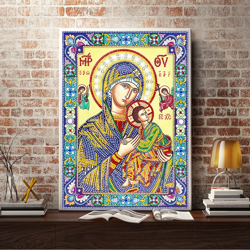 DIY 5D Diamond Mosaic Icon Diamond Painting Embroidery Big Special Stone Beadwork Pearl Crystal Orthodox Sale (7)