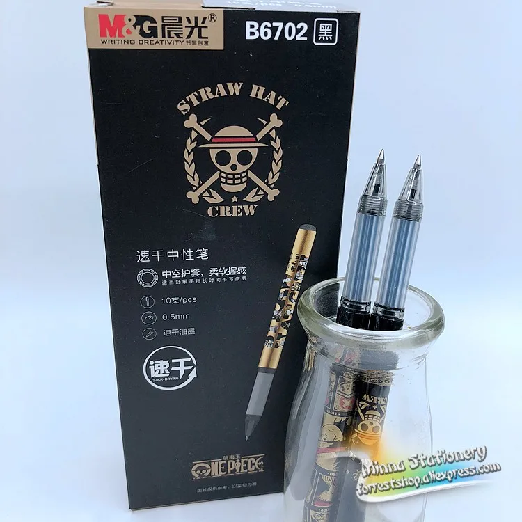 4 шт./лот) M& G one piece Аниме Kawaii ручка 0,5 мм черные чернила Милая гелевая ручка в стиле мультфильма для письма школьные офисные принадлежности B6702