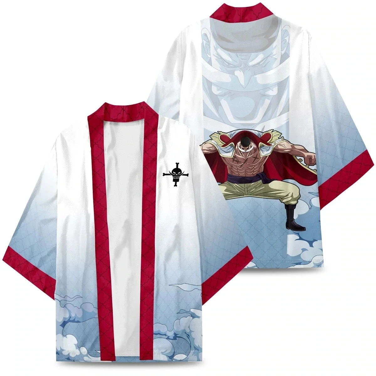 Anime ONE PIECE Four Emperors Kimono Edward Newgate Cosplay Costumes Haori Whitebeard Pirates Jacket Cloak Teens Bathrobe