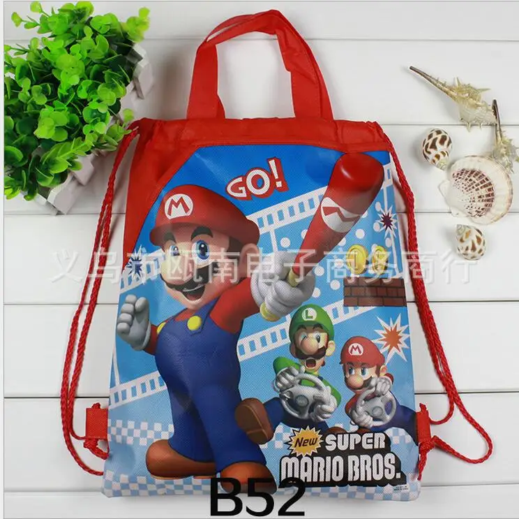 1 шт. мультфильм Марио сумка на шнурке Supre Mario Bros школьный рюкзак для мальчика женская сумка студенческая Книга Сумка детская школьная сумка подарок - Цвет: D with handle