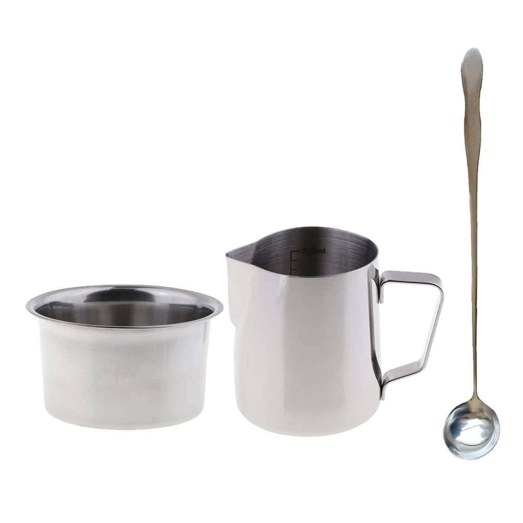 3pcs/set Stainless Steel Soap Candle Making Pitcher Wax Melting Pouring Pot, Double Boiler with Spoon