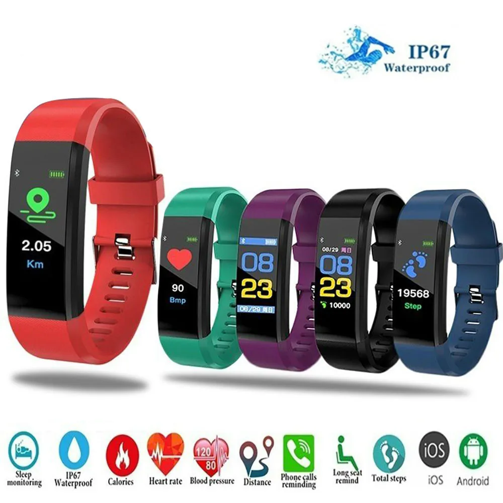 Модный смарт-браслет Health 115Plus спортивный Bluetooth браслет монитор сердечного ритма