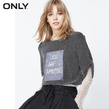 

ONLY Women's Loose Fit Bright Yarn Blending Matte Letter Print T-shirt | 119301557