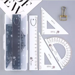 4pc/set Ruler Aluminum Protractor Students Math Metal Triangle Ruler Set Office Cute School Supplies  Percision Measuring Tools
