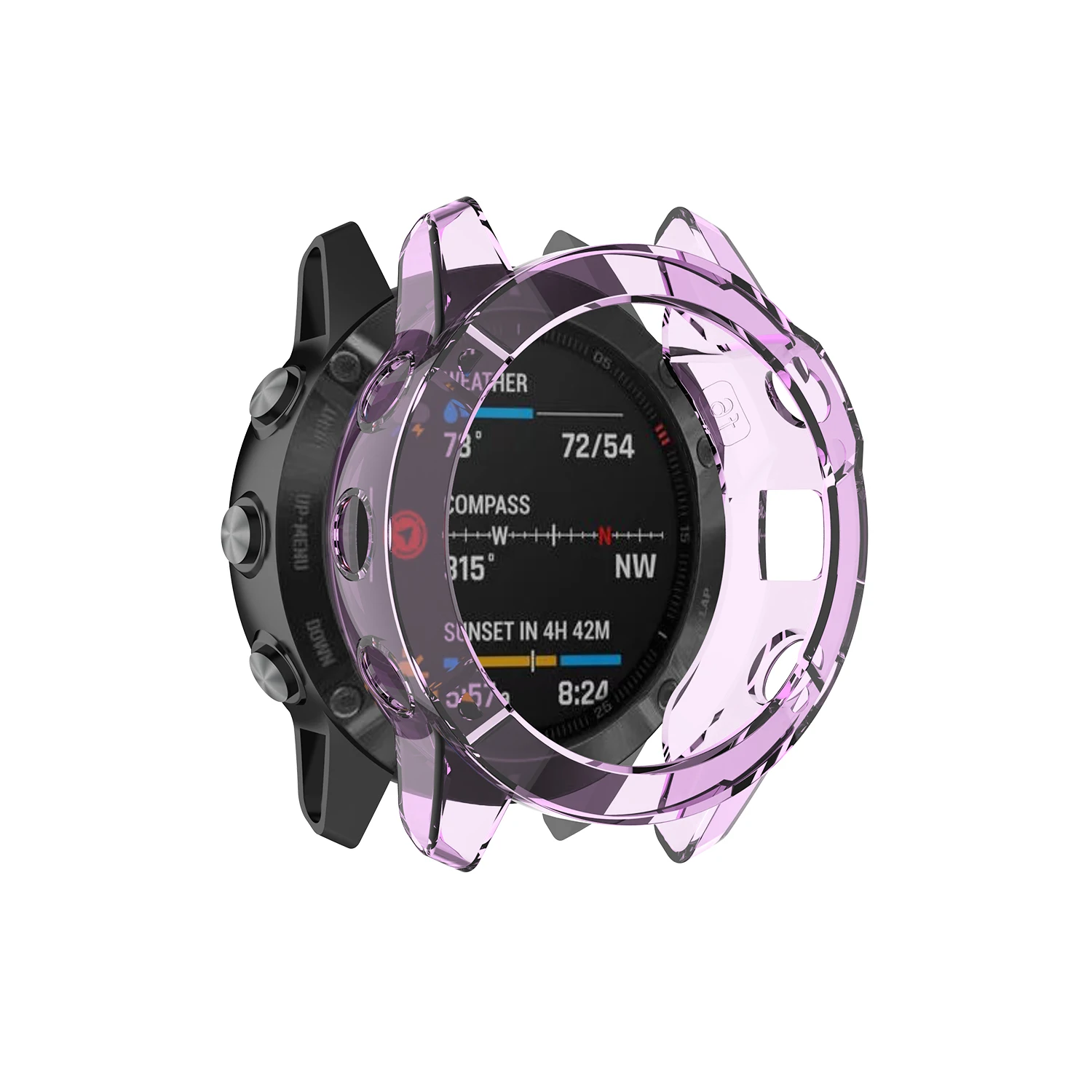Purple Чехол для часов Garmin Fenix 6 6s 6x Pro из ТПУ, защитный чехол для смарт-браслета, сменный противоударный Прозрачный чехол для часов - Цвет: Purple