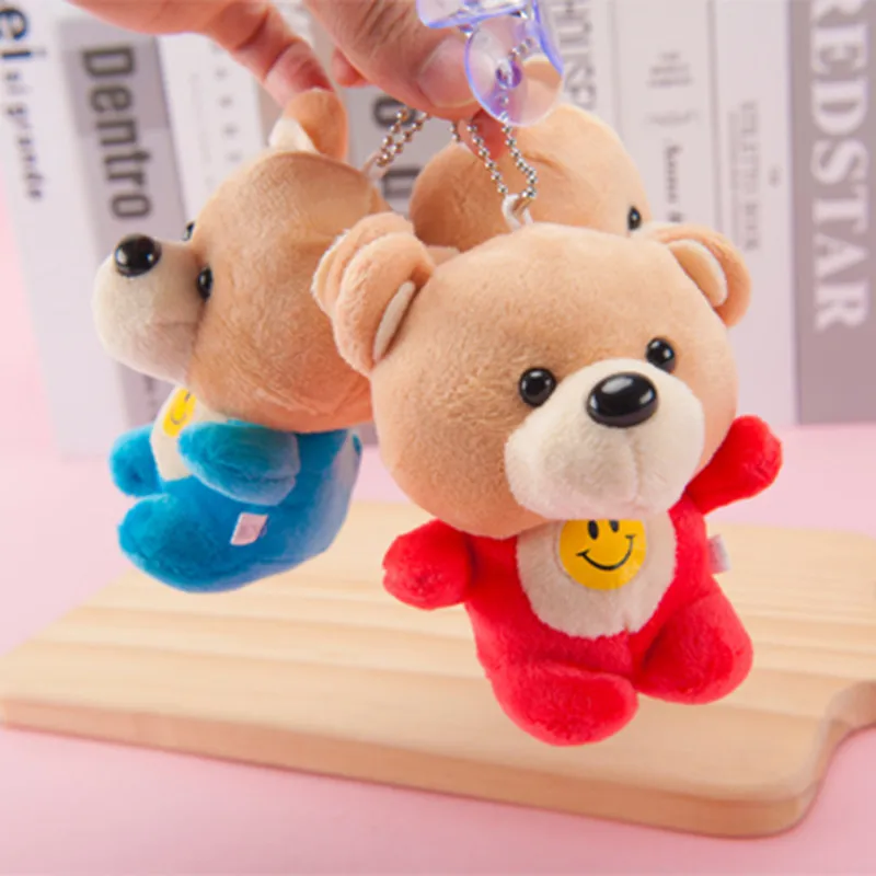 New Cute Smile Bear Plush Keychain Toys Small Lovely Bear Key Bag Pendants Dolls DIY Flower Wedding Party Promotional Gift 10pcs (8)