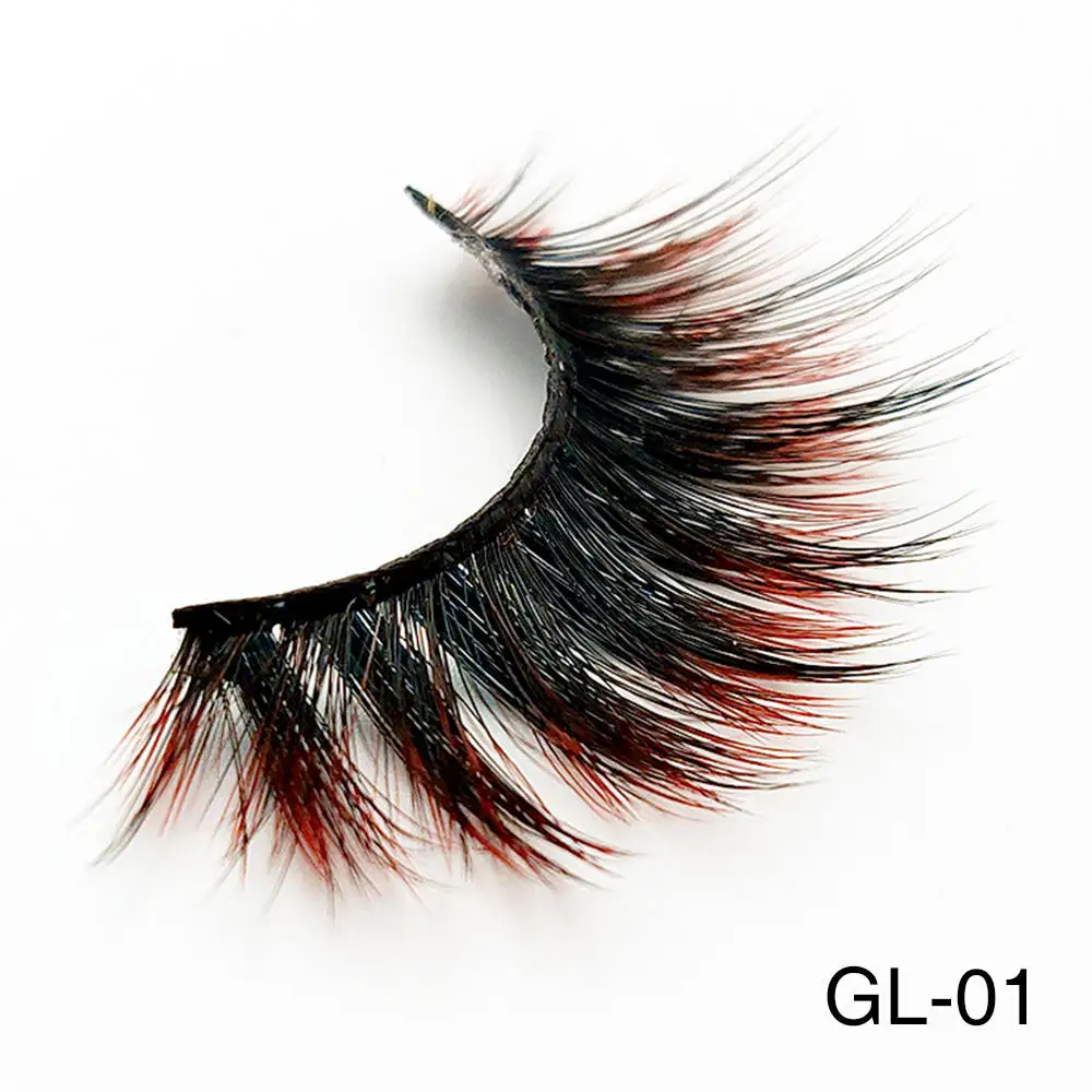 

HUARUITAI 100% Handmade Luxury False Eyelashes Colorful 3D Mink Eyelashes Makeup Tools