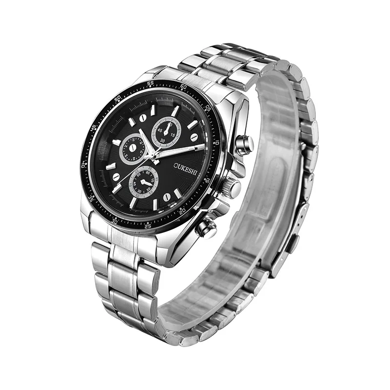 

Oukeshi Oak Shi Simple Three-Eyed Sports MEN'S Watch Steel Belt MEN'S Watch Waterproof Watches Men