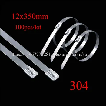 

100PCS cable tie 304 self-locking stainless steel tie tape 12*350 cable metal insert tie tape plastic Marine transport Boat tie