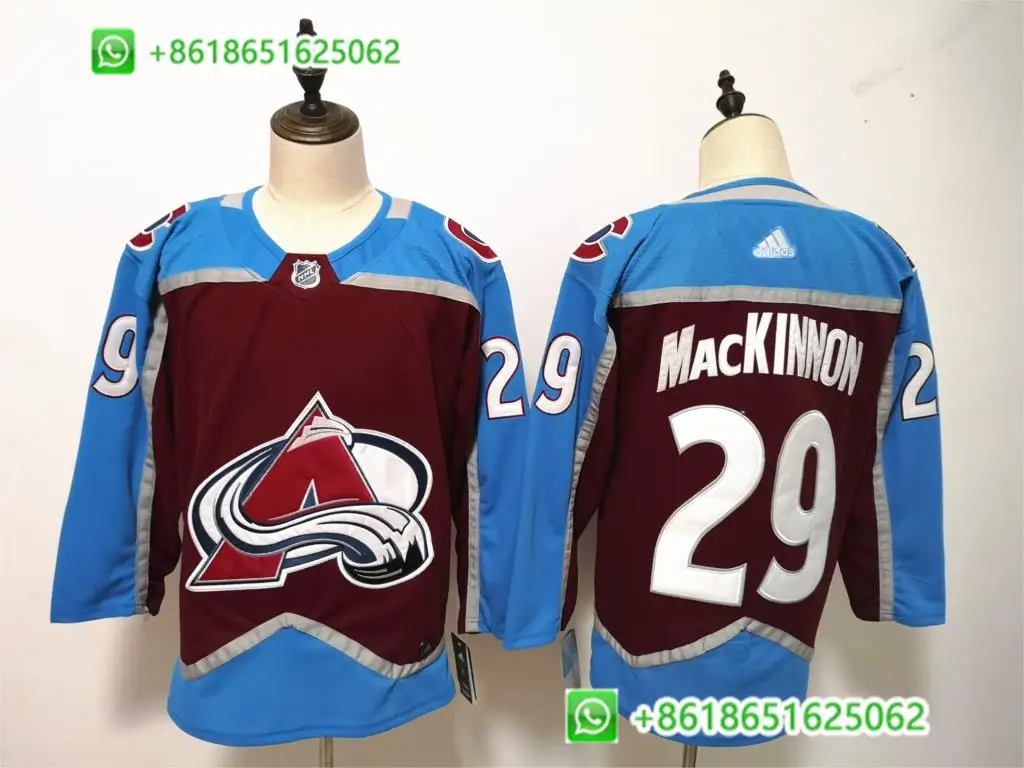Синий Мужская Хоккейная Футболка Colorado Nathan MacKinnon Mikko Rantanen - Цвет: Синий