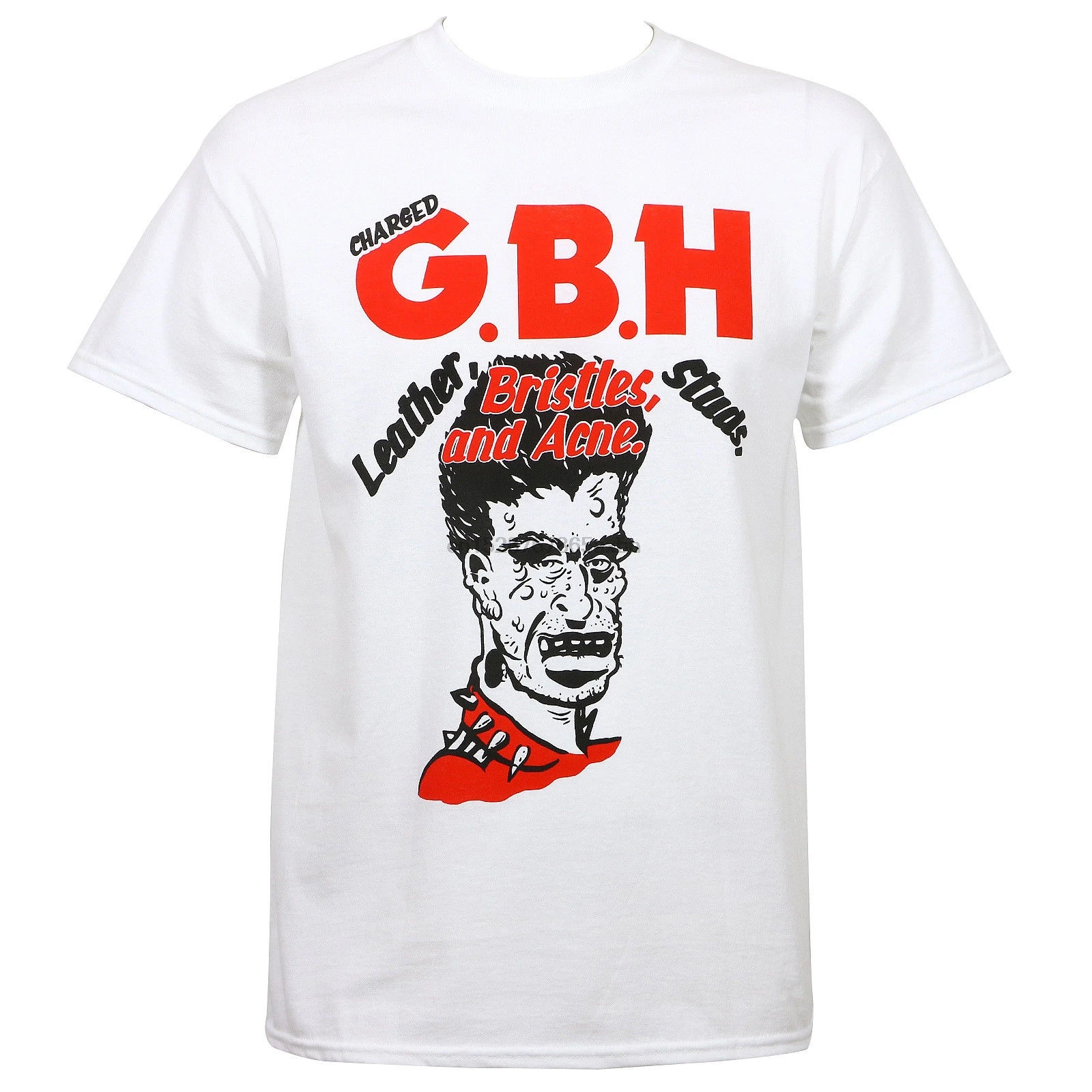 Аутентичные заряженные GBH кожаные щетинки шпильки и акне Футболка белая Новая