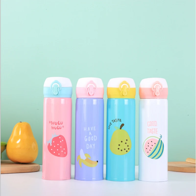 

500ml New Tumbler Insulation Pot Bouncing Lid Cup Stainless Steel Fresh and Cute Cartoon Student Vacuum Flasks 12 24 Hours