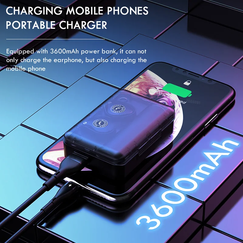 Беспроводные bluetooth наушники TEAMYO XsPlus с зарядкой 3600 мА/ч HD стерео чехол TWS Bluetooth 5 0
