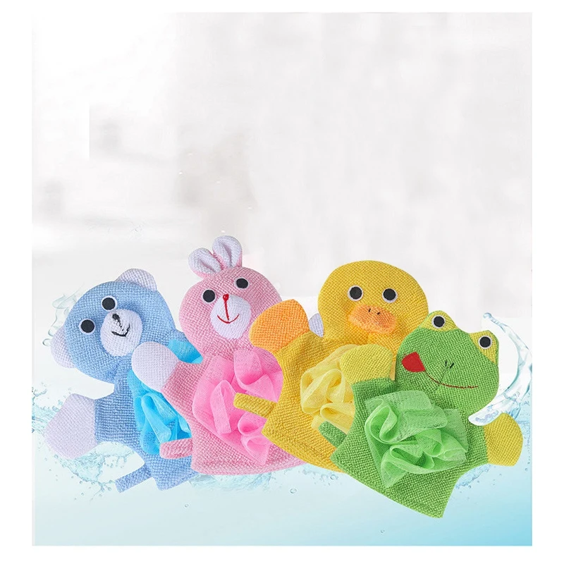 4-Pack мягкие детские перчатки для ванной милый мультфильм животное утка/собака/кролик/форма лягушки мытье тела митенки для новорожденных детей