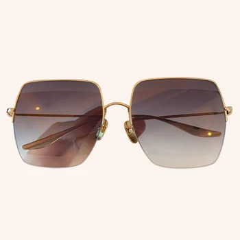 

Oversize Half Frame Sunglasses Women With Brand Box Vintage Gradient Square Shades Female