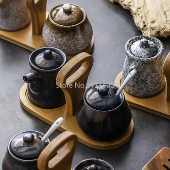 

Creative Japanese Style Seasoning Pot Set Household Kitchen Supplies Seasoning Oil and Salt Combination Seasoning Bottle Box
