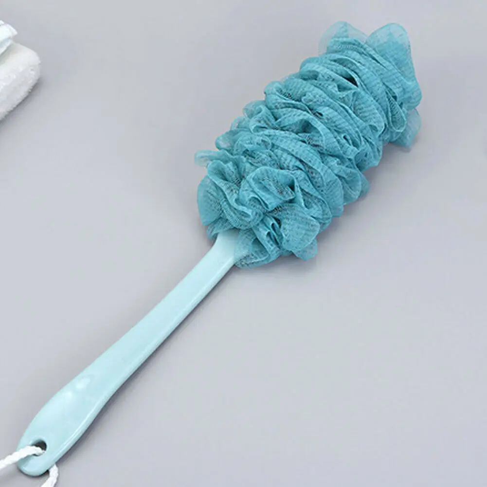 Корпус пемза для мытья спины щетка Душ Loofa сетчатый шар для ванны с длинной ручкой - Цвет: B