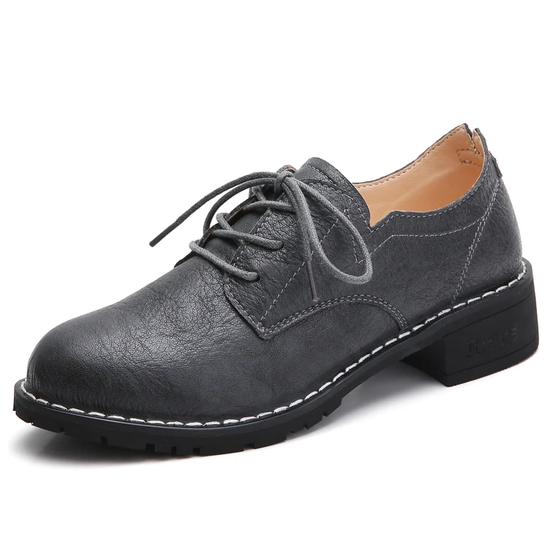 TKN/Женские повседневные кроссовки на плоской подошве; Туфли-оксфорды из натуральной кожи; женская обувь на платформе со шнуровкой; женская зимняя обувь; LSJ1208 - Цвет: LSJ1208 Grey