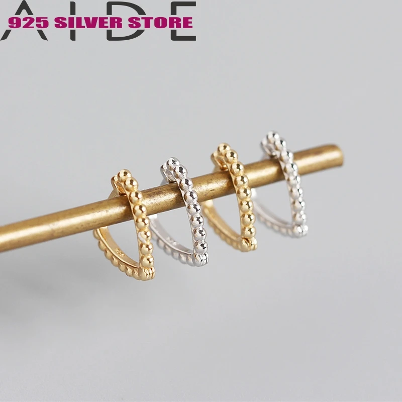 

Aide 925 sterling silver Stud Earrings INS geometric round beads love ear buckle heart-shaped earrings silver New Earrings