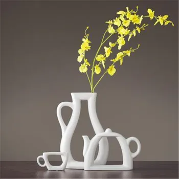 

3pcs/set Nordic Simple Modern Vase Ornaments Creative Living Room Decoration Cabinet Ceramic Vase Flower Teapot Vase X2071