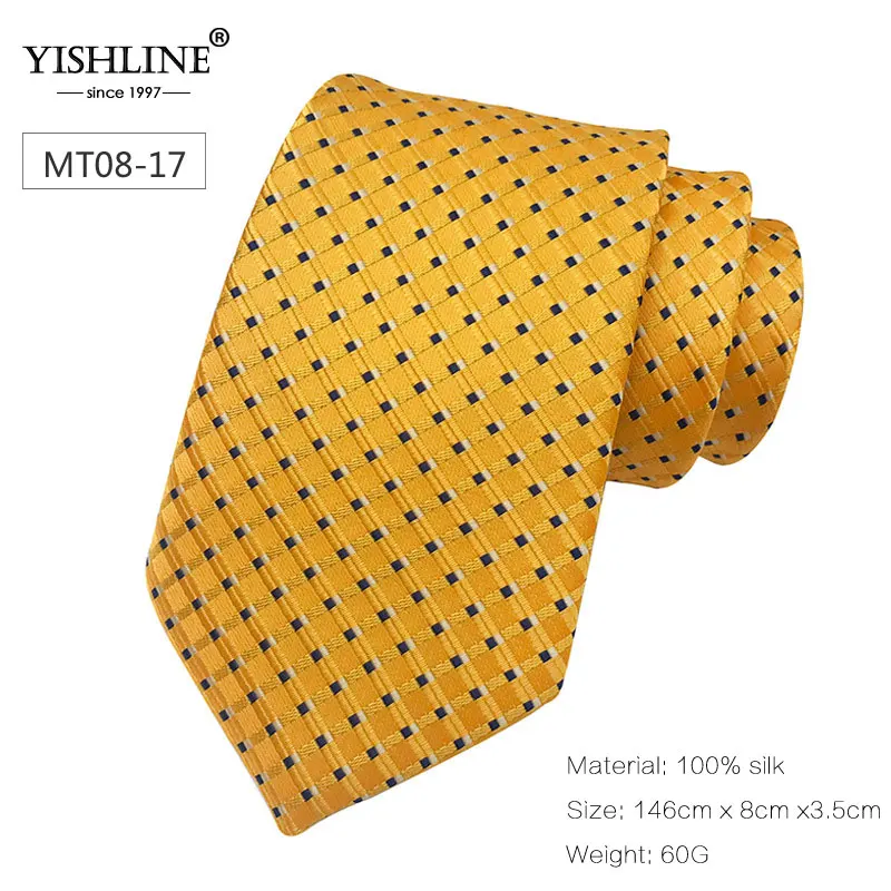MT08-17 YISHLINE, новинка, 8 см, мужской галстук, шелковые галстуки, одноцветные, в горошек, мужские свадебные галстуки, мужские галстуки для жениха, галстук, самозавязанный, стрелка, Осень-зима, 20 стилей - Цвет: MT08-17