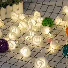 2 м светодиодный гирлянды на батарейках с розами для рождественских праздников для свадебного украшения