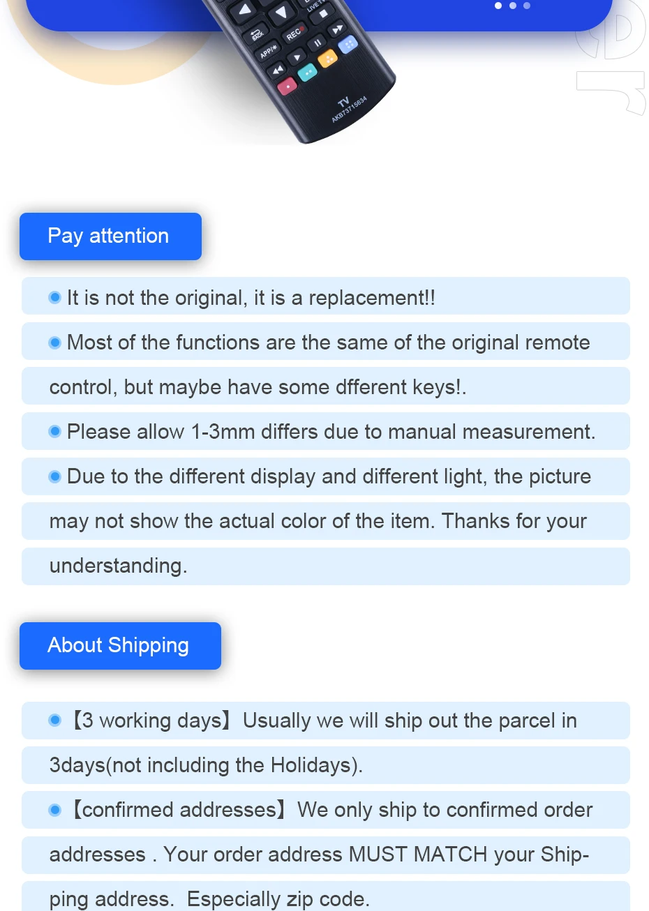 for LG LCD TV remote control AKB73715634 AKB75095307 AKB75095308 AKB75095330 AKB75375604 AKB73715682 AKB75055702 AKB74475411