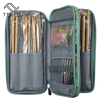 

36pcs Straight Bamboo Knitting Needles Crochet Set 12pcs 0.6-1.9mm Crochet Hook Set DIY Sewing Accessories with Storage Bag