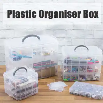 

3 Layer 18-30 Grids Jewellery Craft Beads Case Box Plastic Storage Box Case Compartment Box Clear Storage Organiser Tool
