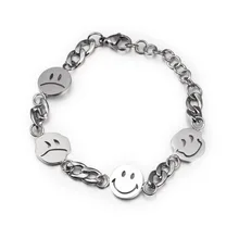 Улыбающееся лицо Счастливое Улыбающееся Лицо браслеты с подвесками серебристый цвет регулируемый длина цепи браслеты для женщин мужские вечерние свадебные ювелирные изделия