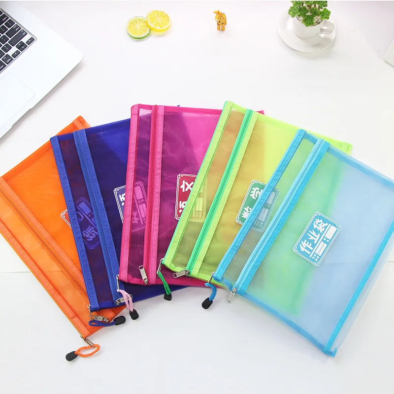 

5-Pack A4 Zipper Bag Double Layer Subject Bag Test Paper Storage Bag Hand Language English Number Compartmental File Holder