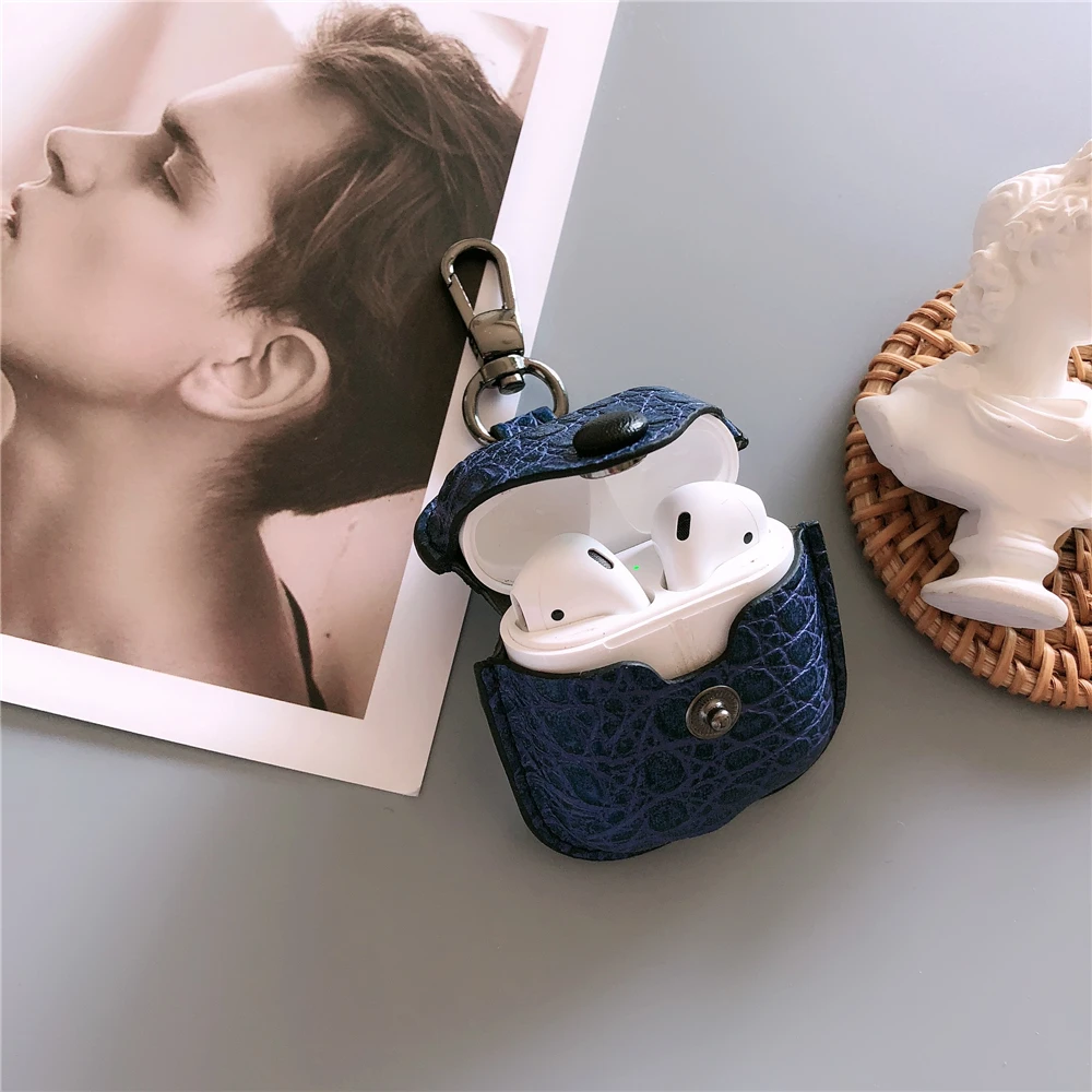 Чехол из крокодиловой кожи для Airpods 1 2 Bluetooth беспроводные наушники ретро PU кожаный чехол для AirPods 1 2 Крышка гарнитура зарядная коробка