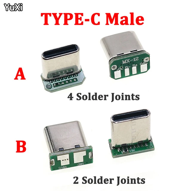 YUXI 1PCS USB 3.1 Type C Vertical Patch Board 16pin 4 /2Welding Wire Data  Band PCB USB Board Male Head 16P Usb C Connector - AliExpress