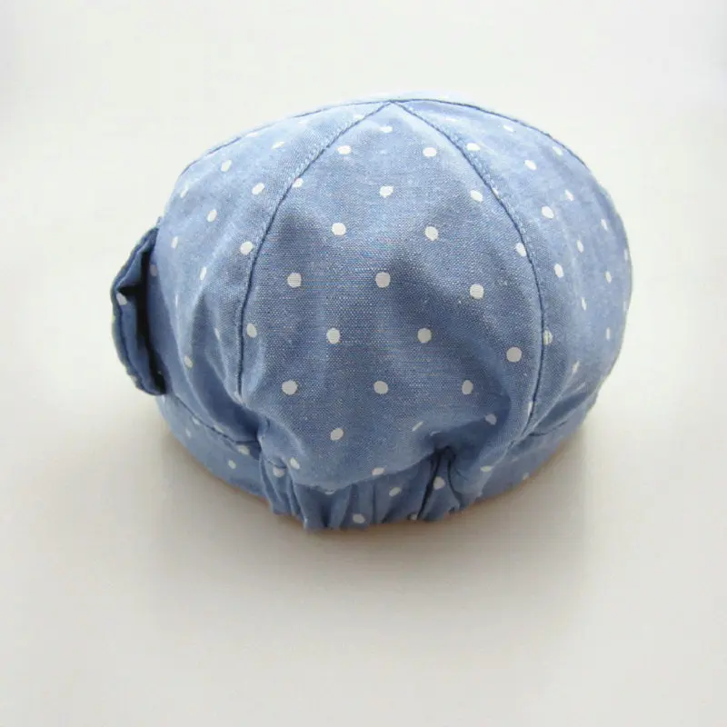Light Blue Cowboy Polka Dot Bow Girl Star Cap Child Peaked Cap Child Visor
