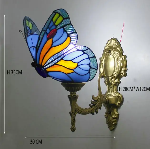Винтажный турецкий настенный светильник для спальни, коридора, ванной комнаты, абажур из витражного стекла, настенный светильник с бабочкой - Цвет абажура: F