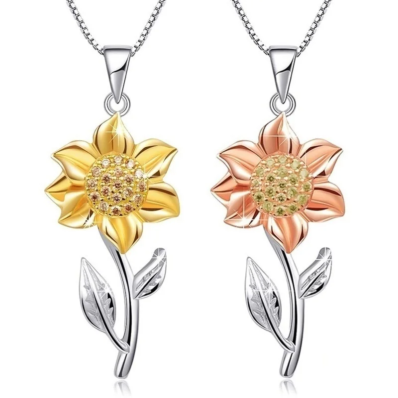 New Delicate Sunflower Pendant Necklace For Women Jewelry Gifts 2