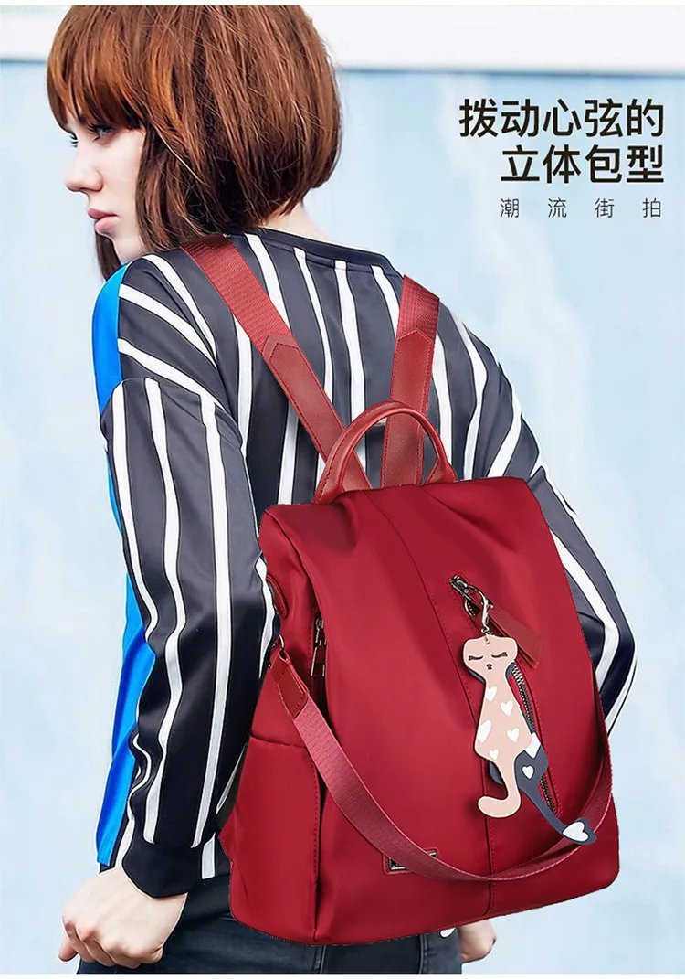 Cross Border Oxford Cloth Waterproof Backpack Women's Korean-style New Anti-Theft Outdoor Travel Bag Multi-functional Schoo