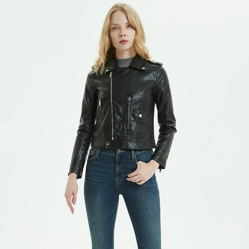 

Slim Plus Size Bow Belt Motorcycle Red PU Leather Long Jacket Coat Leather Hot 2019 Modis Autumn New Women Short Leather Jackets