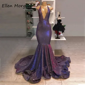 

Glitter Mermaid Prom Dresses 2020 Real Picture Sexy V Neck African Black Girls Simple Cheap Party Brithday Gowns