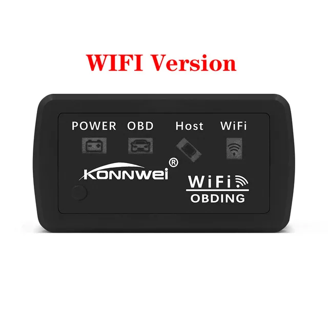 KONNWEI KW902 ELM327 Wifi/bluetooth PIC18F25K80 OBD2 Диагностический Автомобильный сканер, считыватель кодов, инструмент для iOS/Android, автоматическое сканирование OBD II - Цвет: wifi black