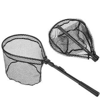 

Quick Folding Fishing Brail Landing Net Mesh Trout Rubber Catch Tackle & Release fishing accessories nets