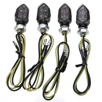 

Hot Mayitr 4Pcs Mini Motorcycle 12V 5LED Turn Signal Light Amber Blinker Indicator Lamp Smoke PC Lens Two Wire For Honda For Suz