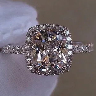 

2017 Hot Sale Promotion!7*8M 2 carat Cushion cut silver jewelry NSCD Synthetic Gem ring engagement ring clear/yellow/pink ston