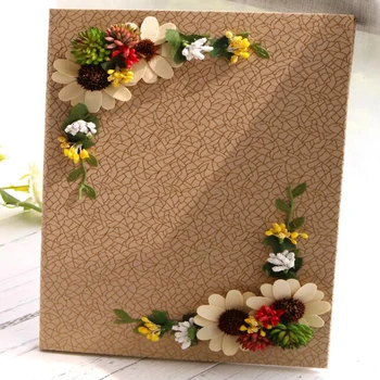 

Ins Simple Dry Flowers Guestbook Highend Brown Sunflower Wedding Party Activity Bookkeeping Cardboard Paper Signature Guest Book